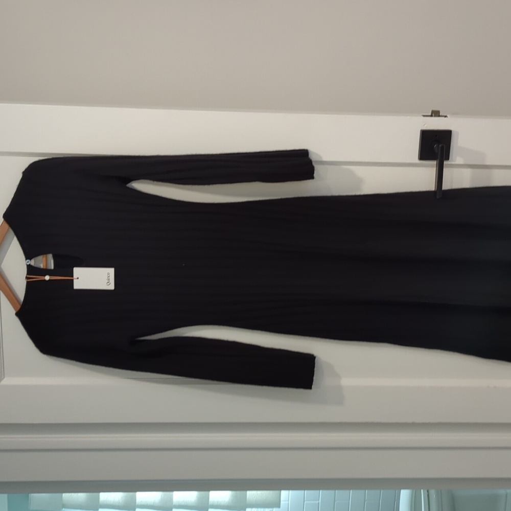 NWT Quince Mongolian Cashmere Wide-Rib Midi Dress - Small - Black - Picture 5 of 5